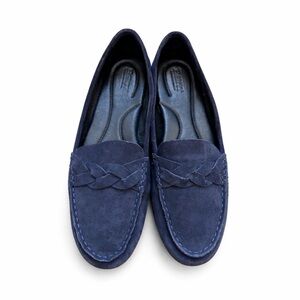 Born Blue Suede Loafers with Braided Detail